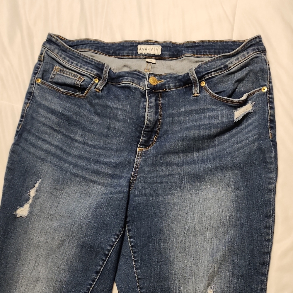 Ava & Viv Women's Distressed Denim Boyfriend Jeans